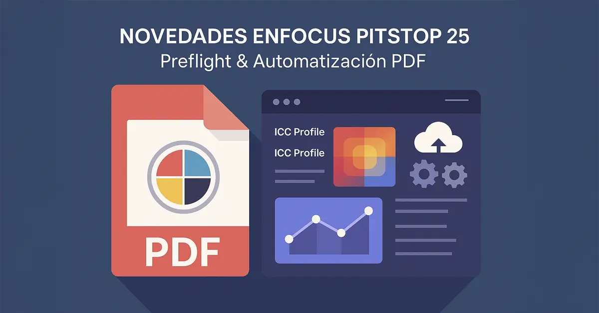 Blog Novedades Enfocus PitStop 25 Artes gráficas Ilustración con PDF, comparación de gamuts e iconos de automatización en Enfocus PitStop 25
