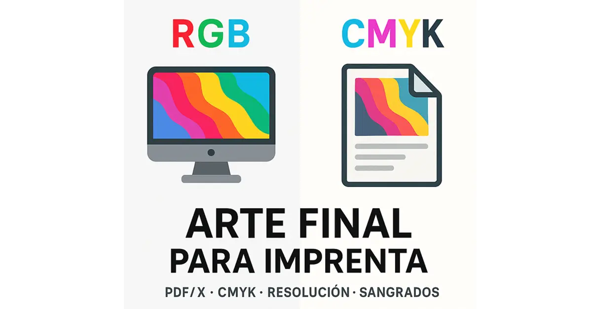 Blog arte final para imprenta Artes gráficas Imagen destacada con diseño RGB versus impresión CMYK para explicar el arte final en imprenta