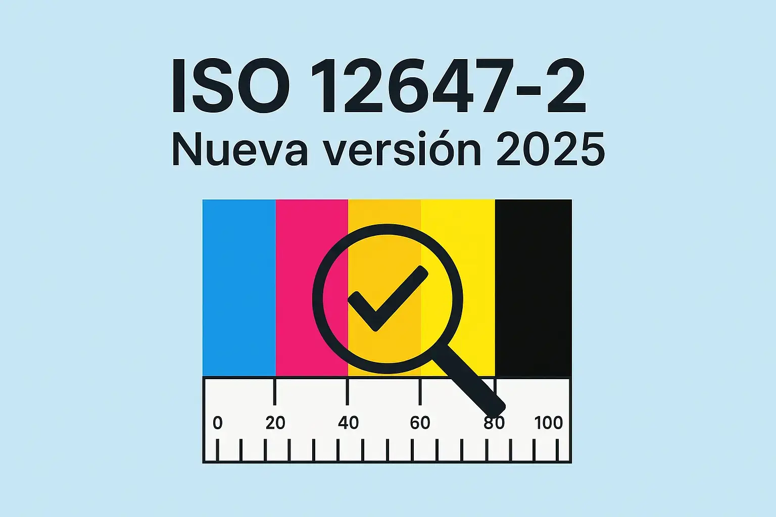 Blog ISO 12647 2 Nueva version 2025 Artes gráficas Imagen destacada sobre la nueva versión 2025 de la norma ISO 12647-2 para impresión offset